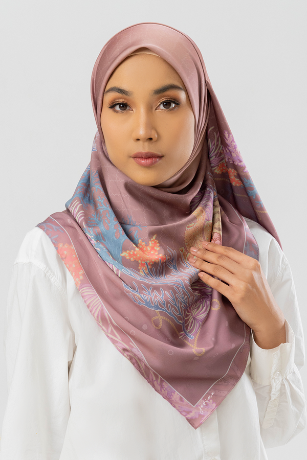 Jovian | Hijab Coral Karina Printed Square Shawl in Chocolate Brown (7962861994214)