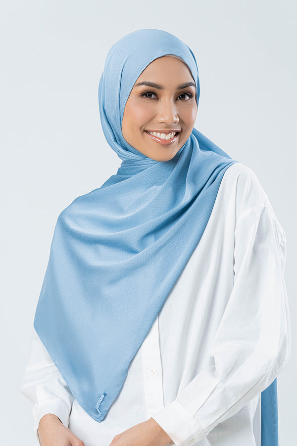 Jovian l Hijab Alana Dotted Satin Classic Long Shawl in Powder Blue