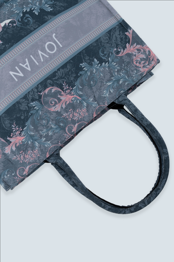 Jovian | Printed Mini Tote Bag Baroque in Charcoal Black (8049961533670)
