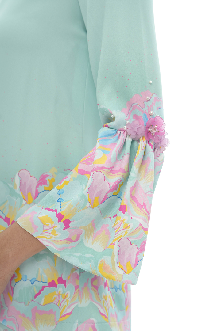 Jovian Pop Raya | Emily Modern Mini Kurung in Light Turquoise (8161340522726)