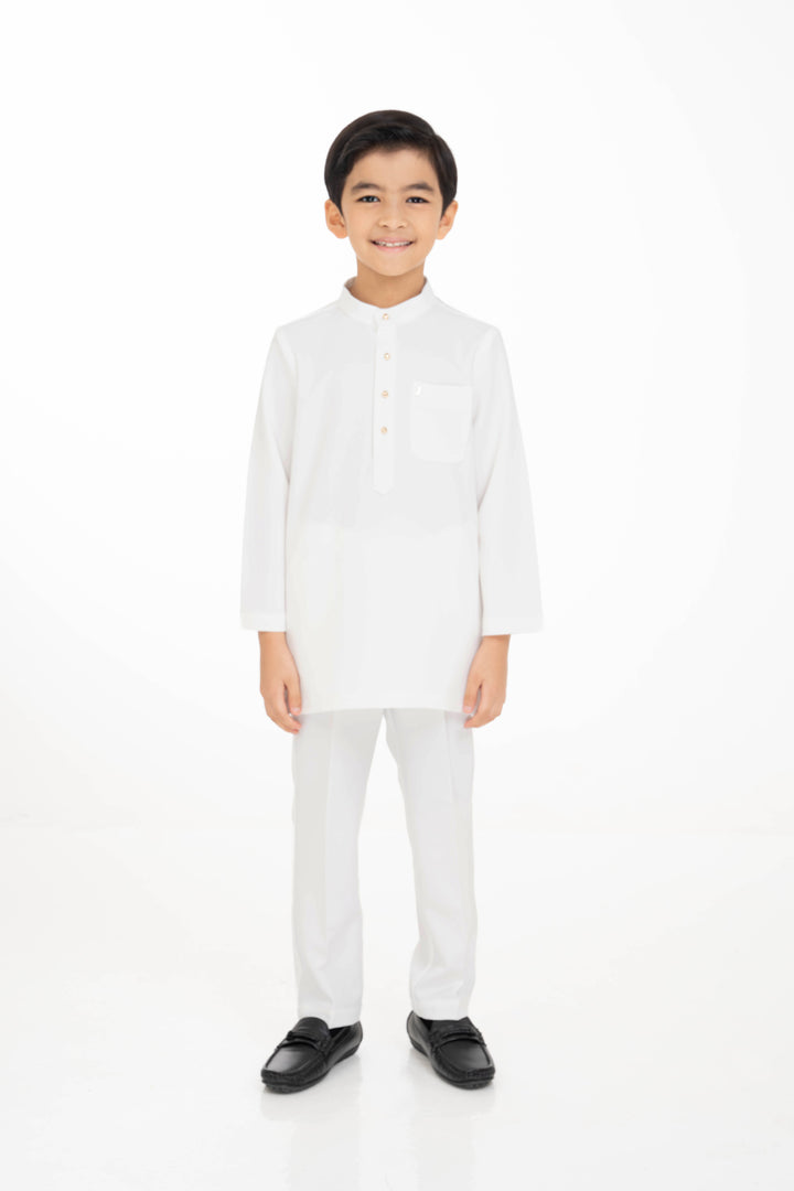 Jovian Men Kids  | Aqeef Modern Baju Melayu in Off White (8161952891110)