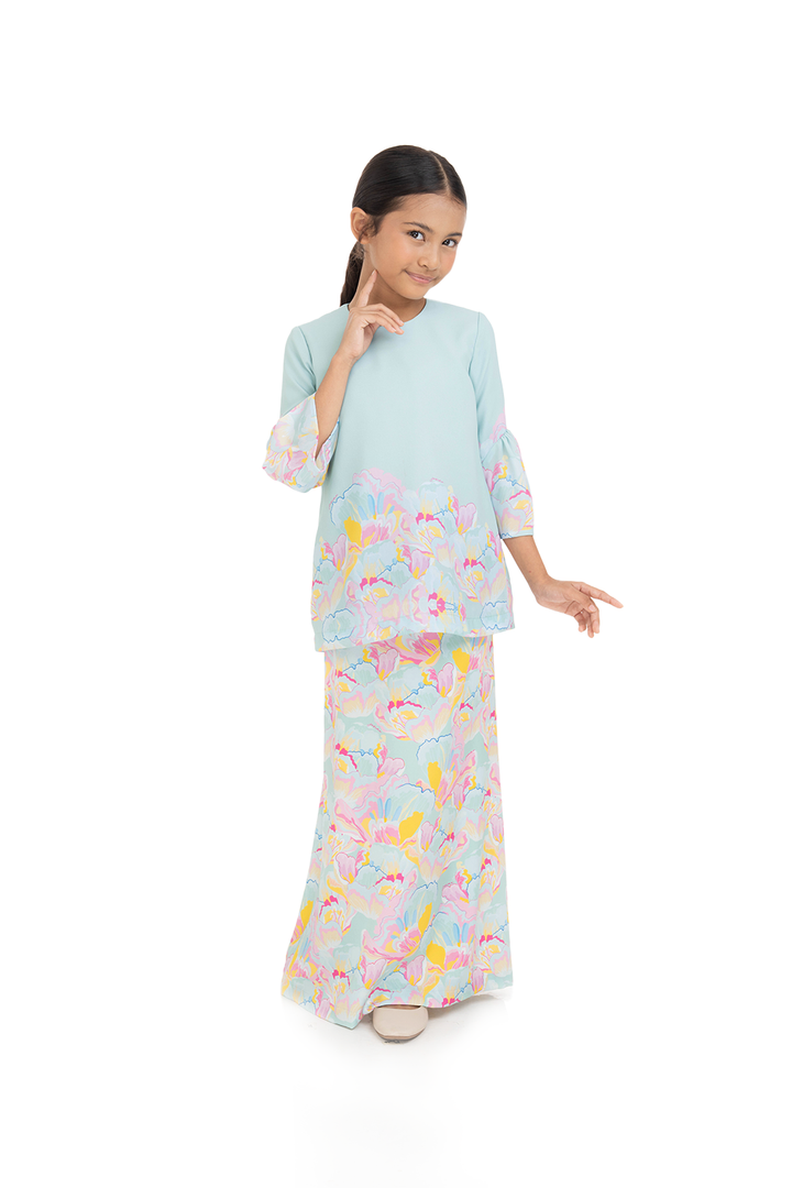Jovian Pop Raya Kids | Emily Modern Mini Kurung in Light Turquoise (8162000503014)