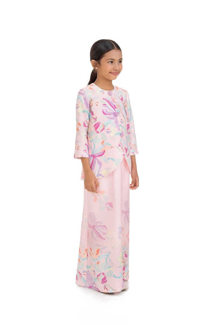 Jovian Pop Raya Kids | Stella Modern Peplum Kurung in Baby Pink (8162039562470)