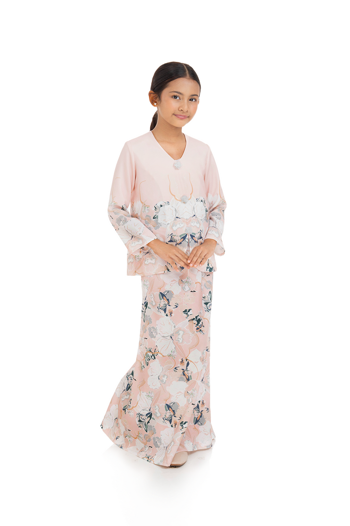 Jovian Pop Raya Kids | Luisa Modern Peplum Kurung in Pink Grey (8162058797286)