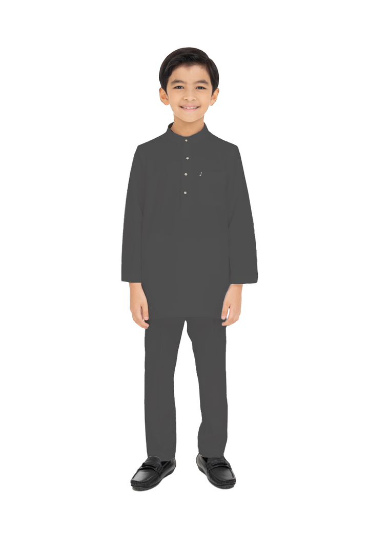 Jovian Men Kids | Aqeef Modern Baju Melayu in Dark Grey (8162330738918)