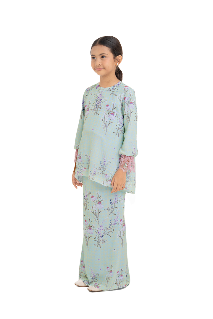 Jovian Dainty Flowers Kids | Clover Modern Flowy Kurung in Blue Lilac (8179110609126)