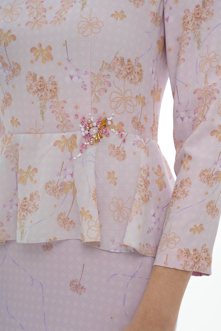 Jovian Dainty Flowers | Melati Modern Long Dress in Lilac Pink (8179197542630)