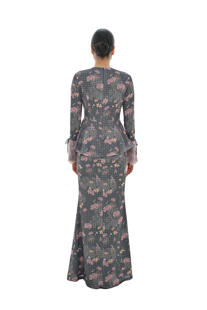Jovian Dainty Flowers | Alamanda Modern Long Dress in Grey Pink (8179225559270)