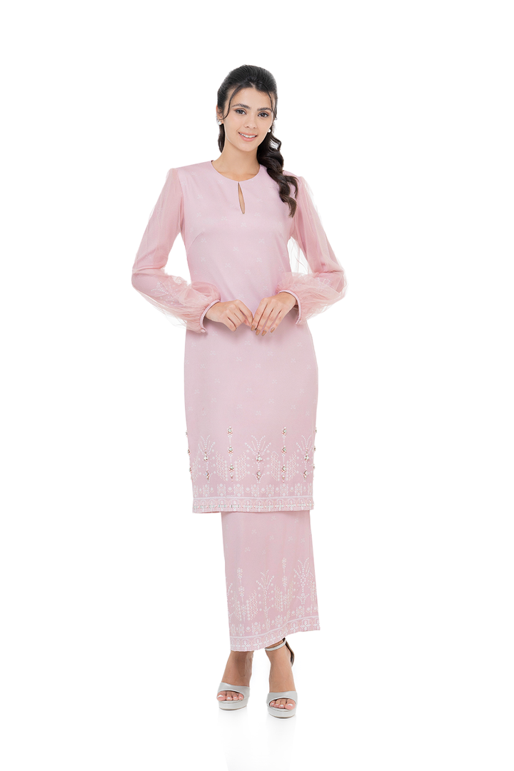 Jovian Luxe Makassar | Nadrah Modern Long Kurung in Rose Pink (8187537326310)