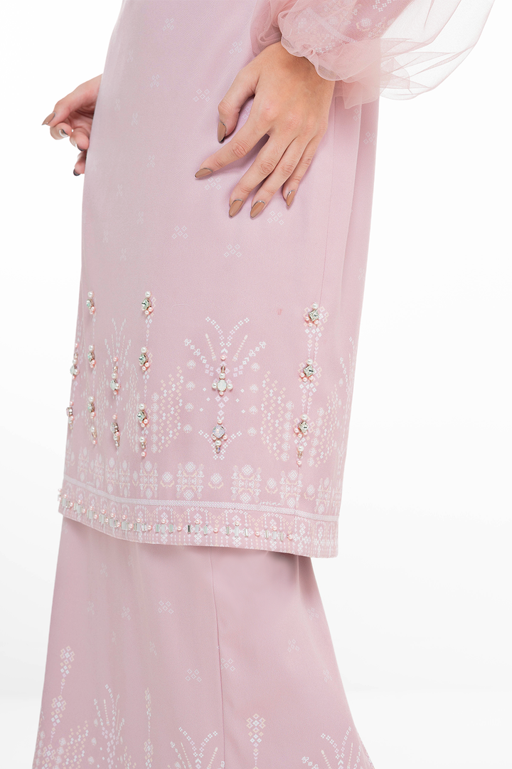 Jovian Luxe Makassar | Nadrah Modern Long Kurung in Rose Pink (8187537326310)