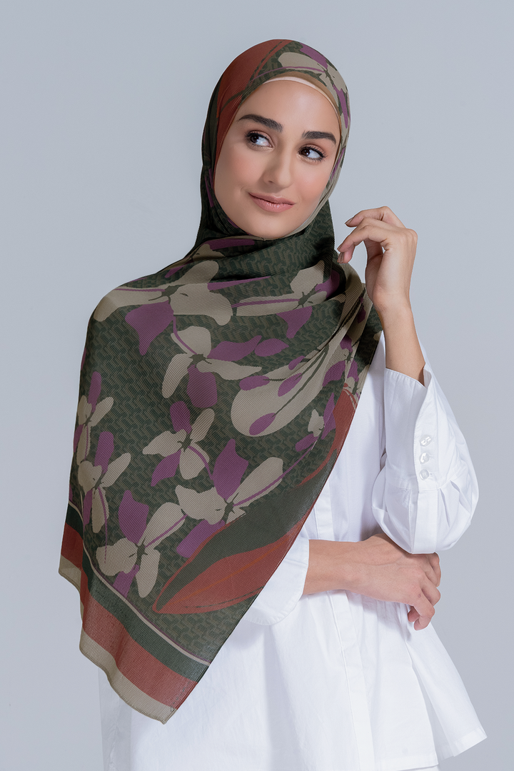 Jovian Hijab | Jasmine Art Series Printed Pleated Long Shawl (8209440637158)