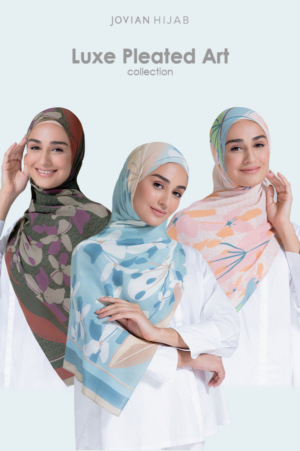 Jovian Hijab | Jasmine Art Series Printed Pleated Long Shawl