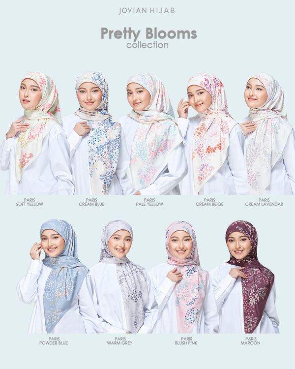 Jovian Hijab l Paris Pretty Blooms Classic Printed Square Shawl