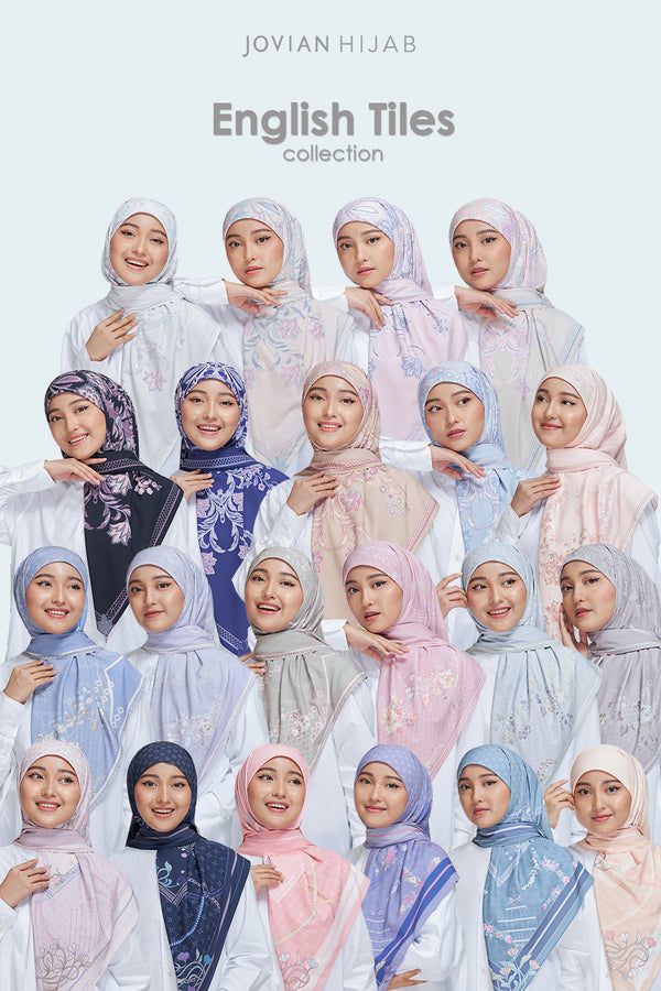 Jovian Hijab l The English Tiles 2.0 Classic Printed Square Shawl